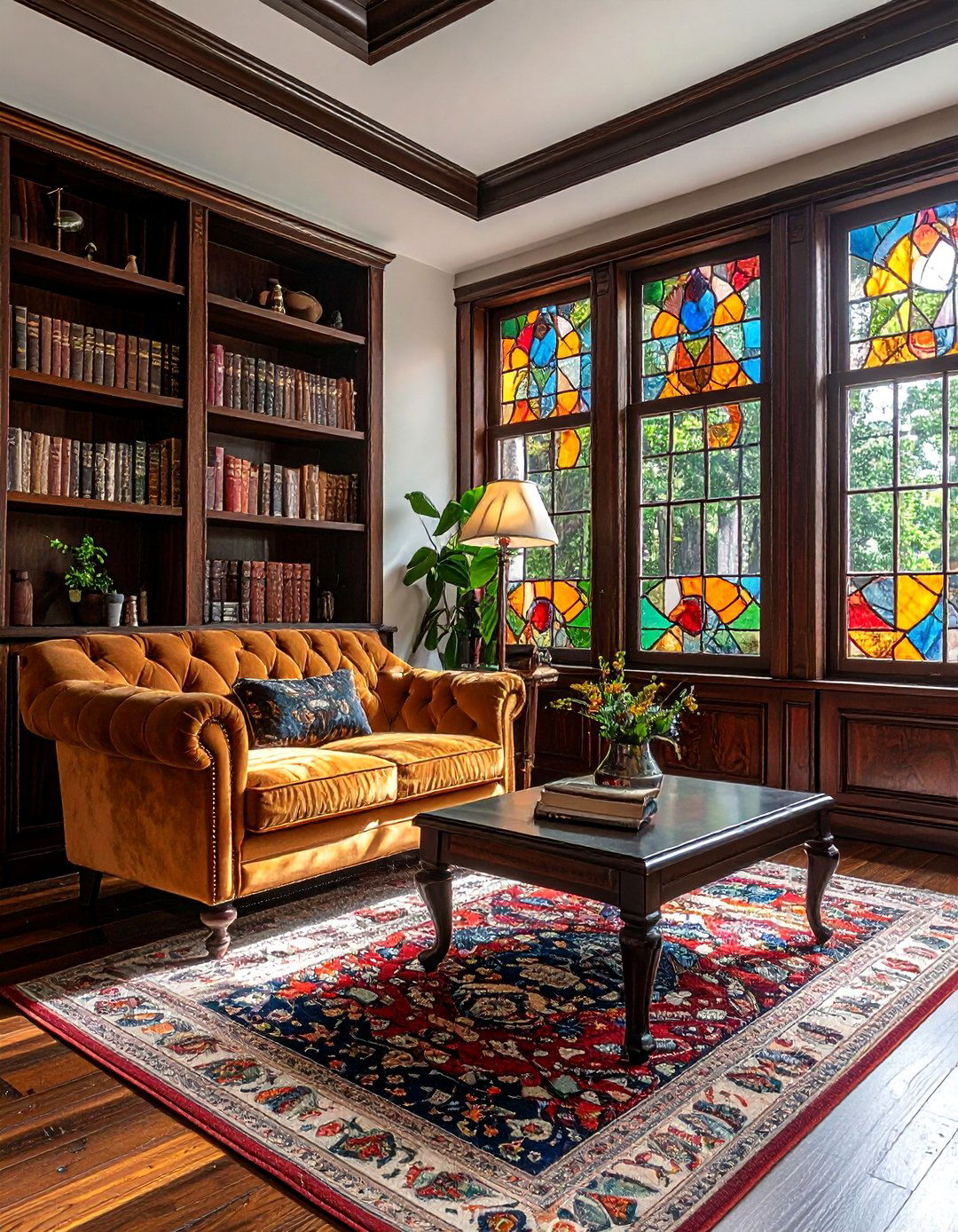 Stained glass window film - 30 living room window film ideas