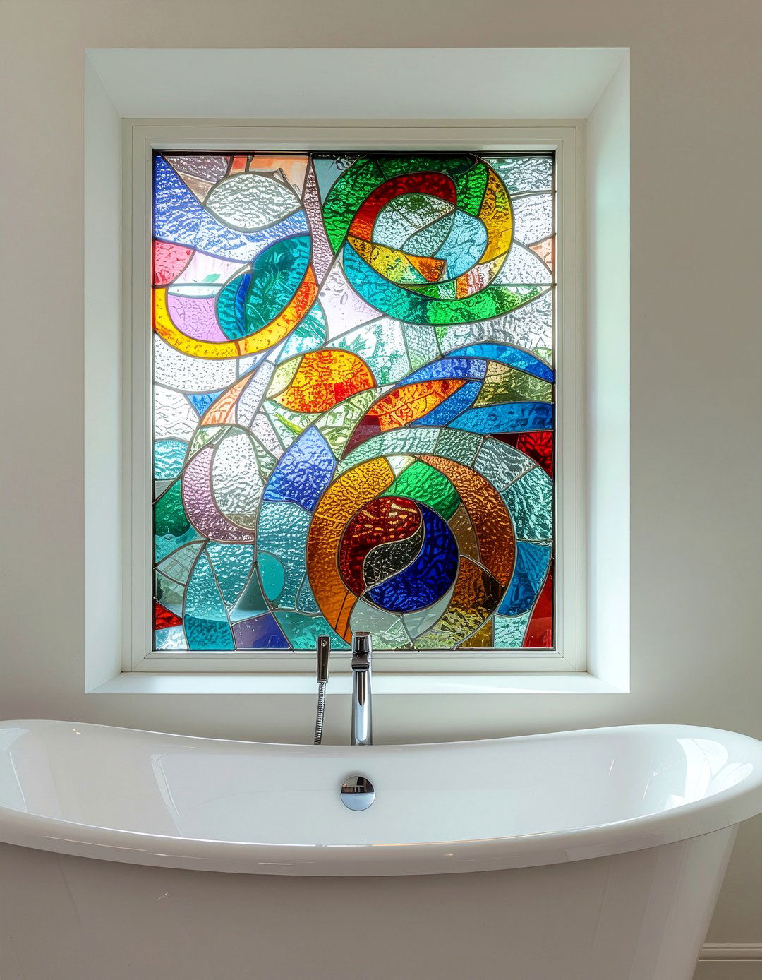 Stained glass window film - 30 bathroom handmade ideas