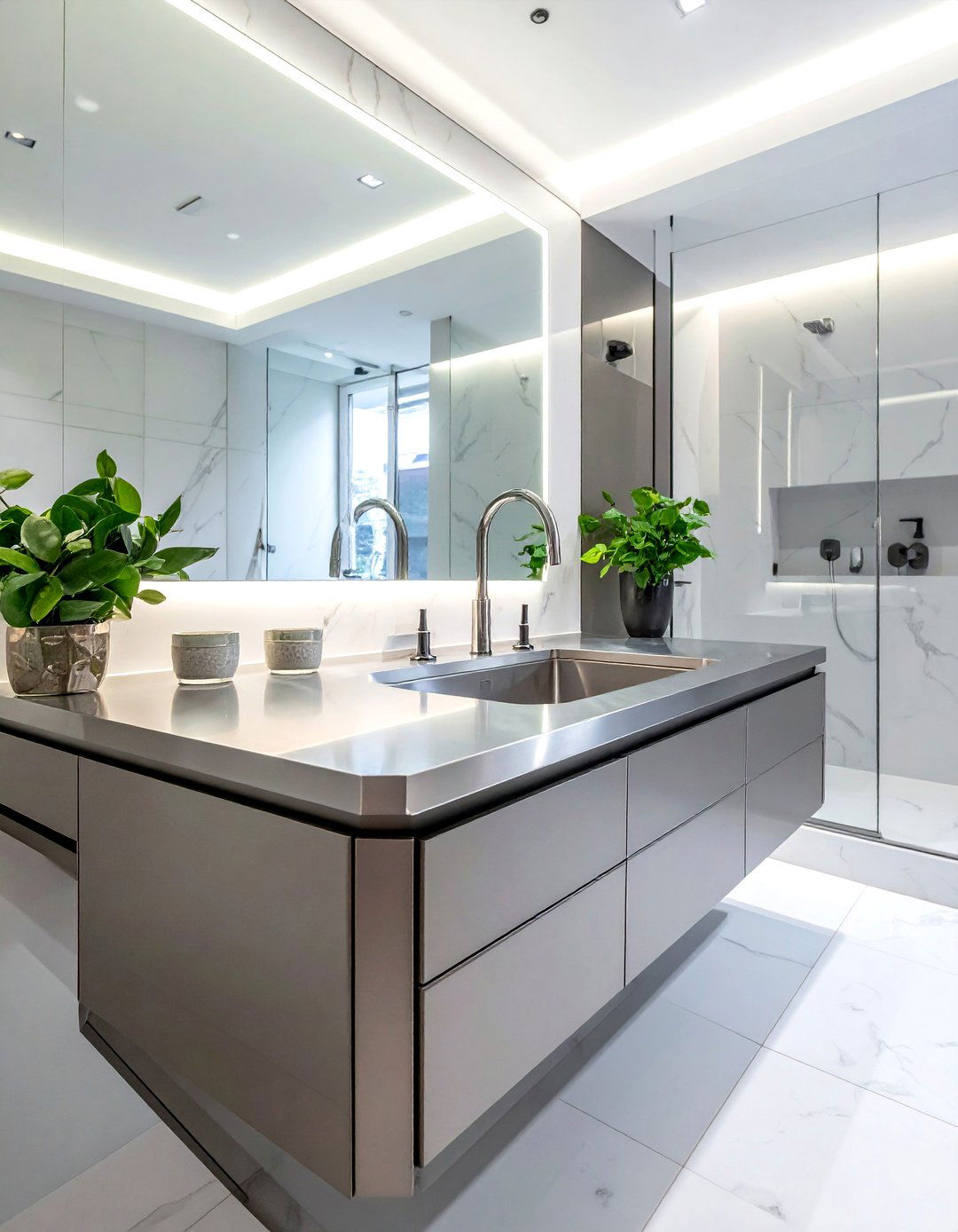 Stainless Steel Countertop - 30 bathroom vanity countertop ideas