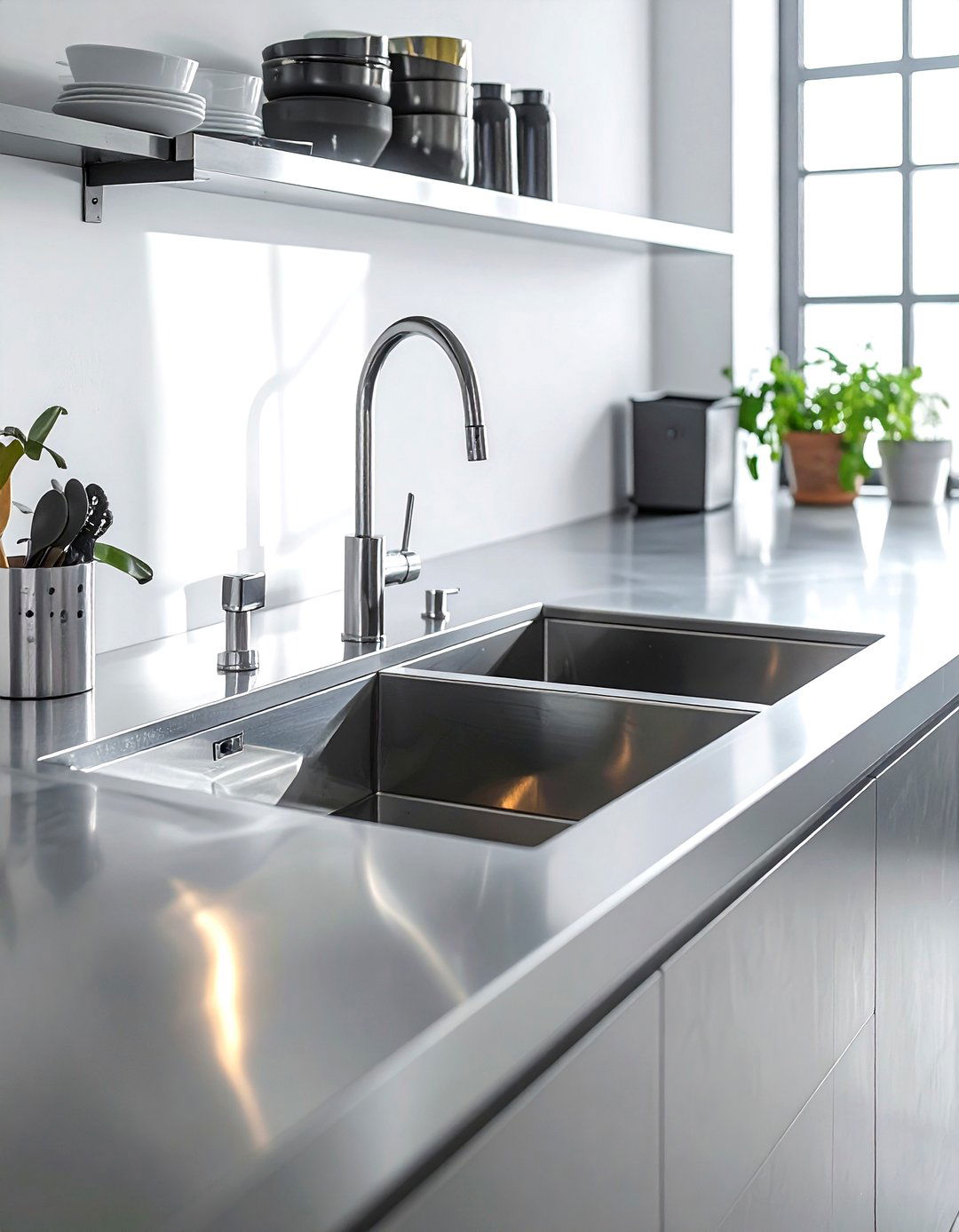 Stainless Steel Integrated Sink - 30 integrated sink kitchen ideas