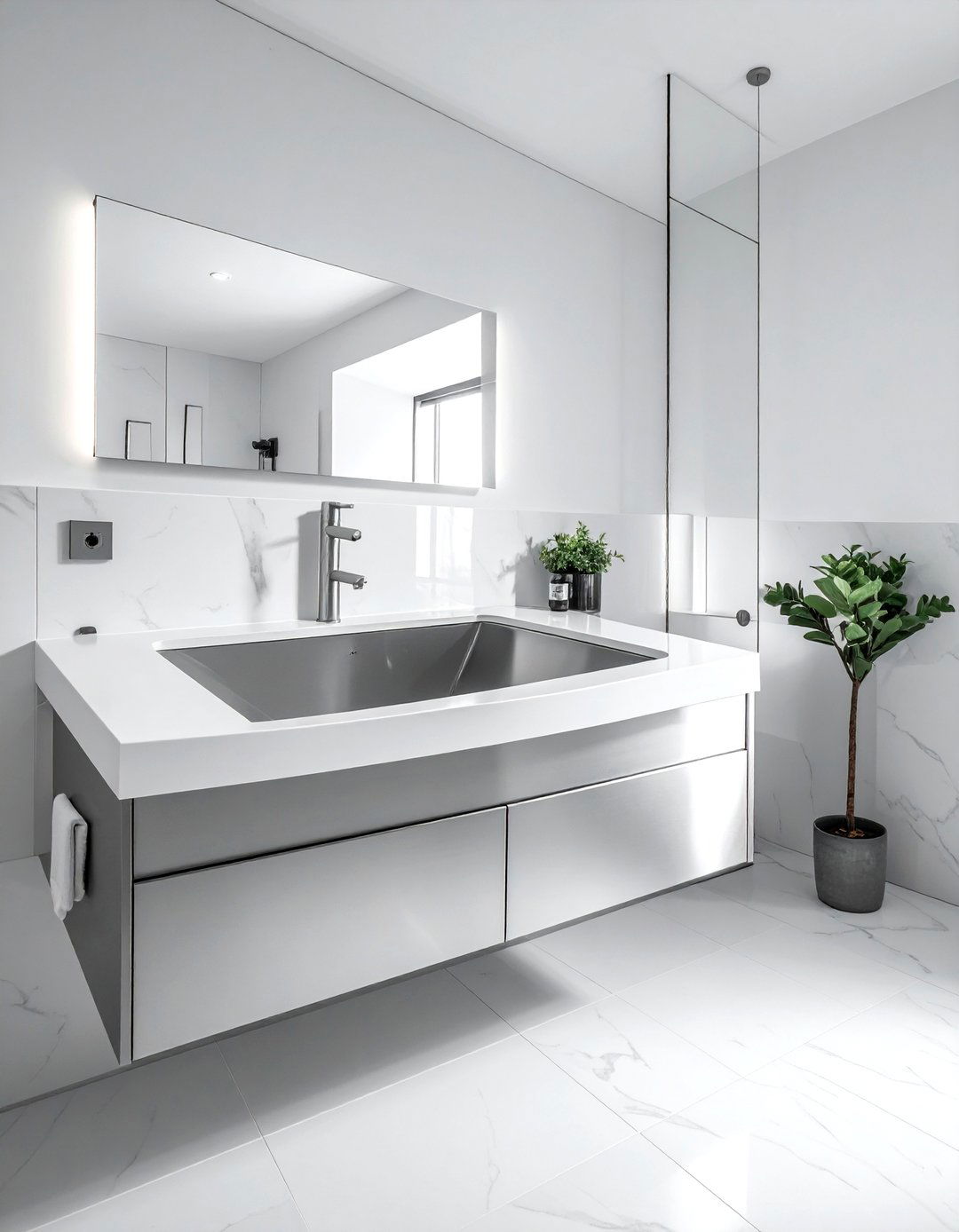 Stainless Steel Sink - 30 stainless steel bathroom ideas