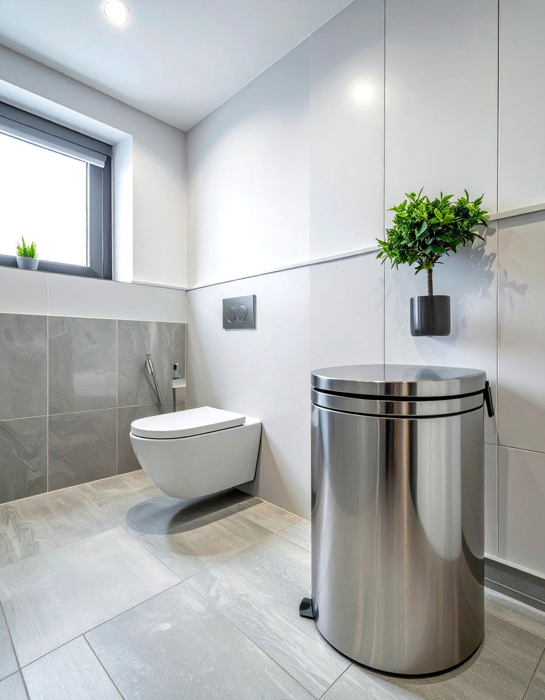 Stainless Steel Trash Can - 30 stainless steel bathroom ideas