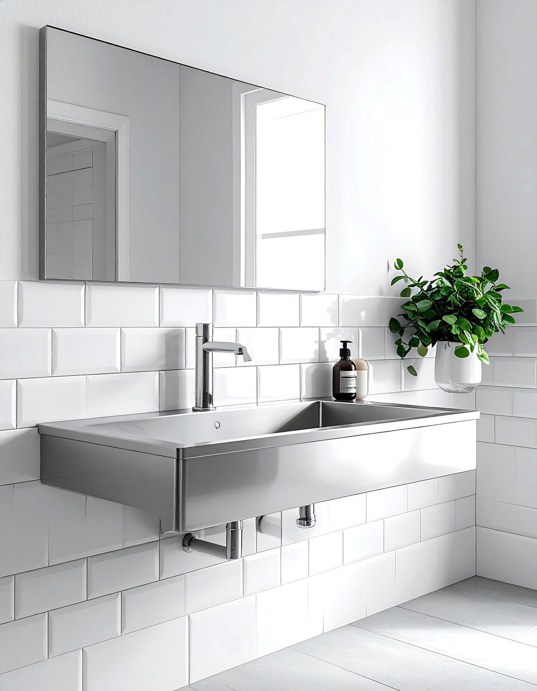 Stainless Steel Wall Basin - 30 wall-mounted sink ideas