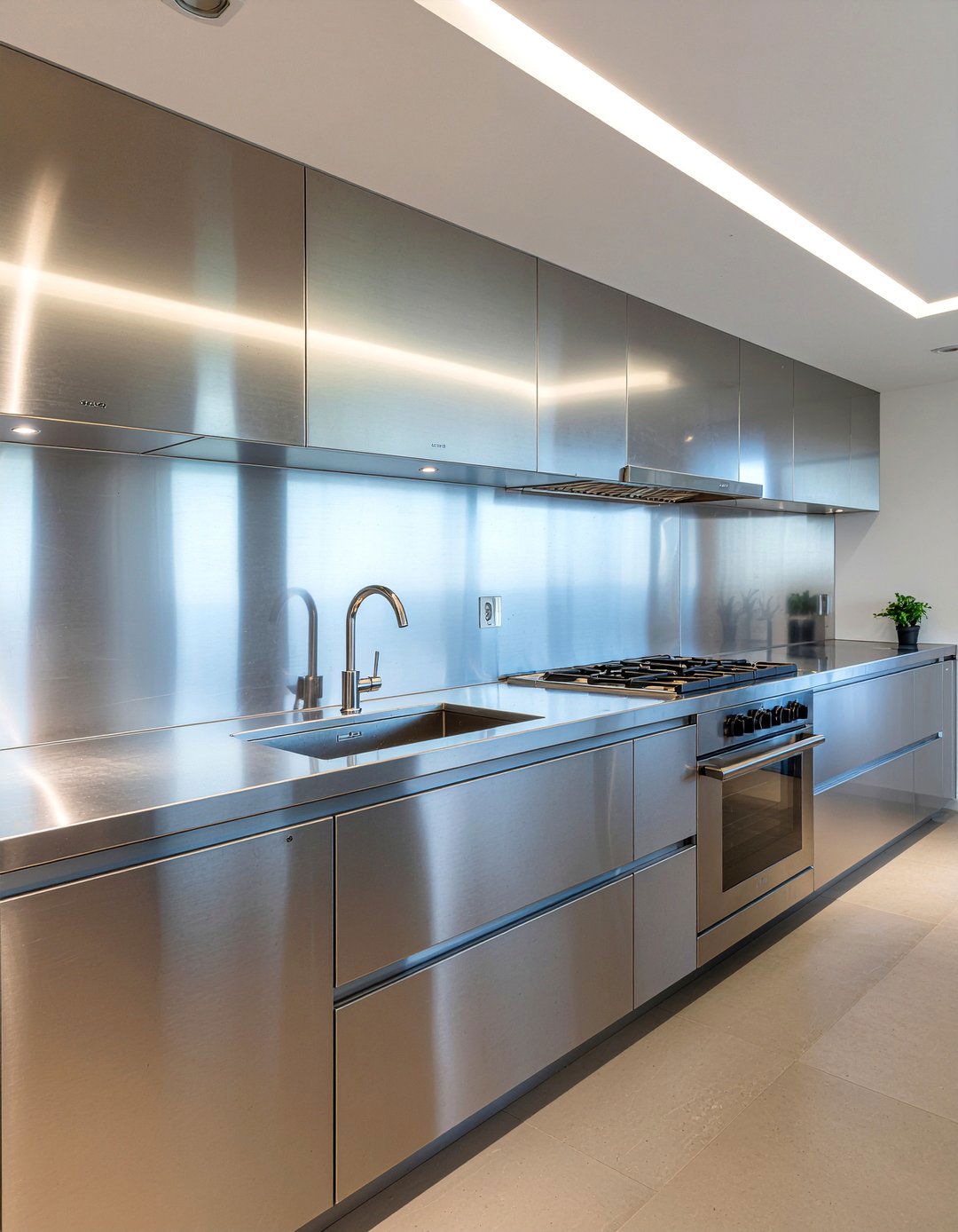 Stainless Steel Wall - 30 kitchen feature wall ideas