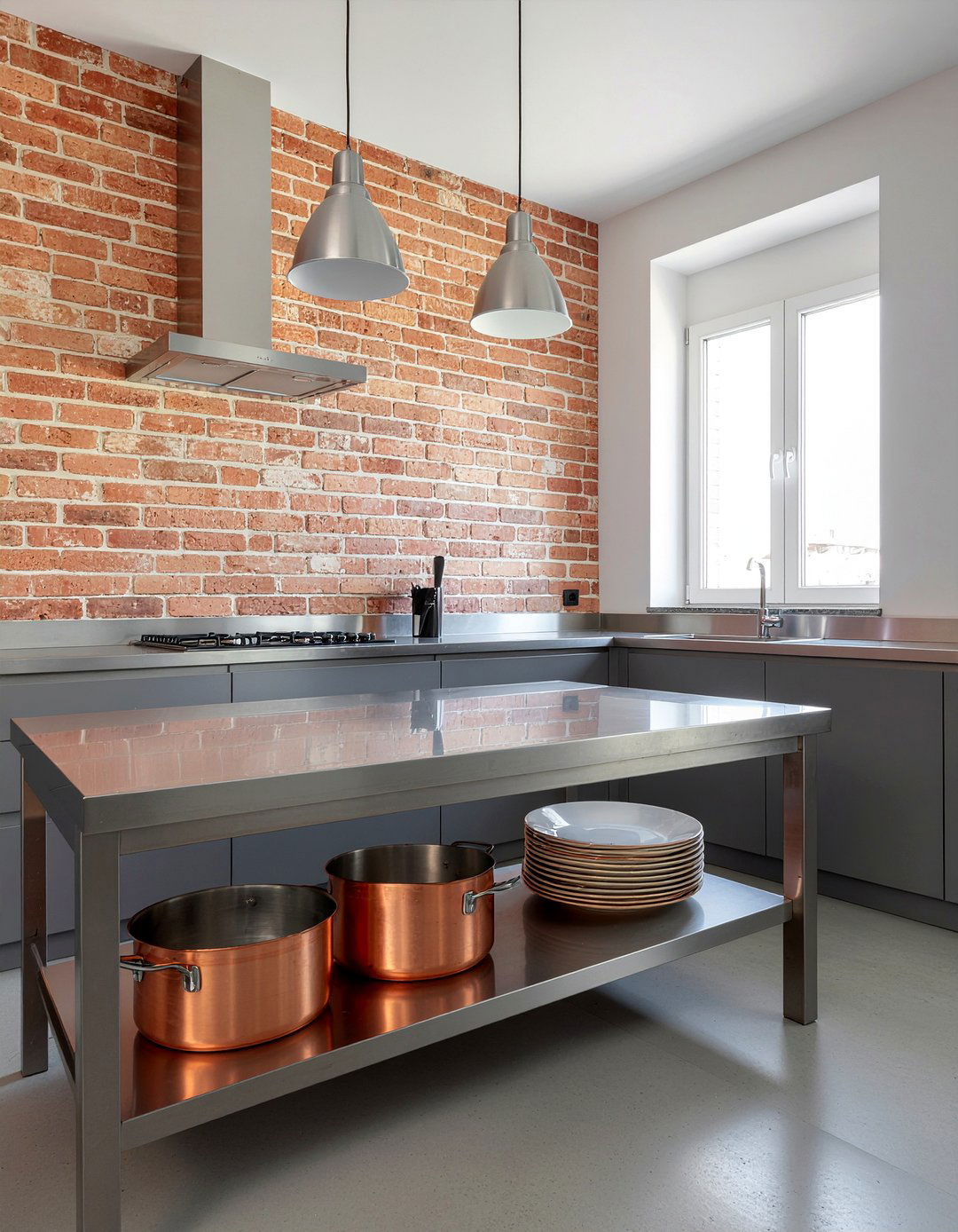 Stainless Steel Work Table - 30 kitchen prep area ideas