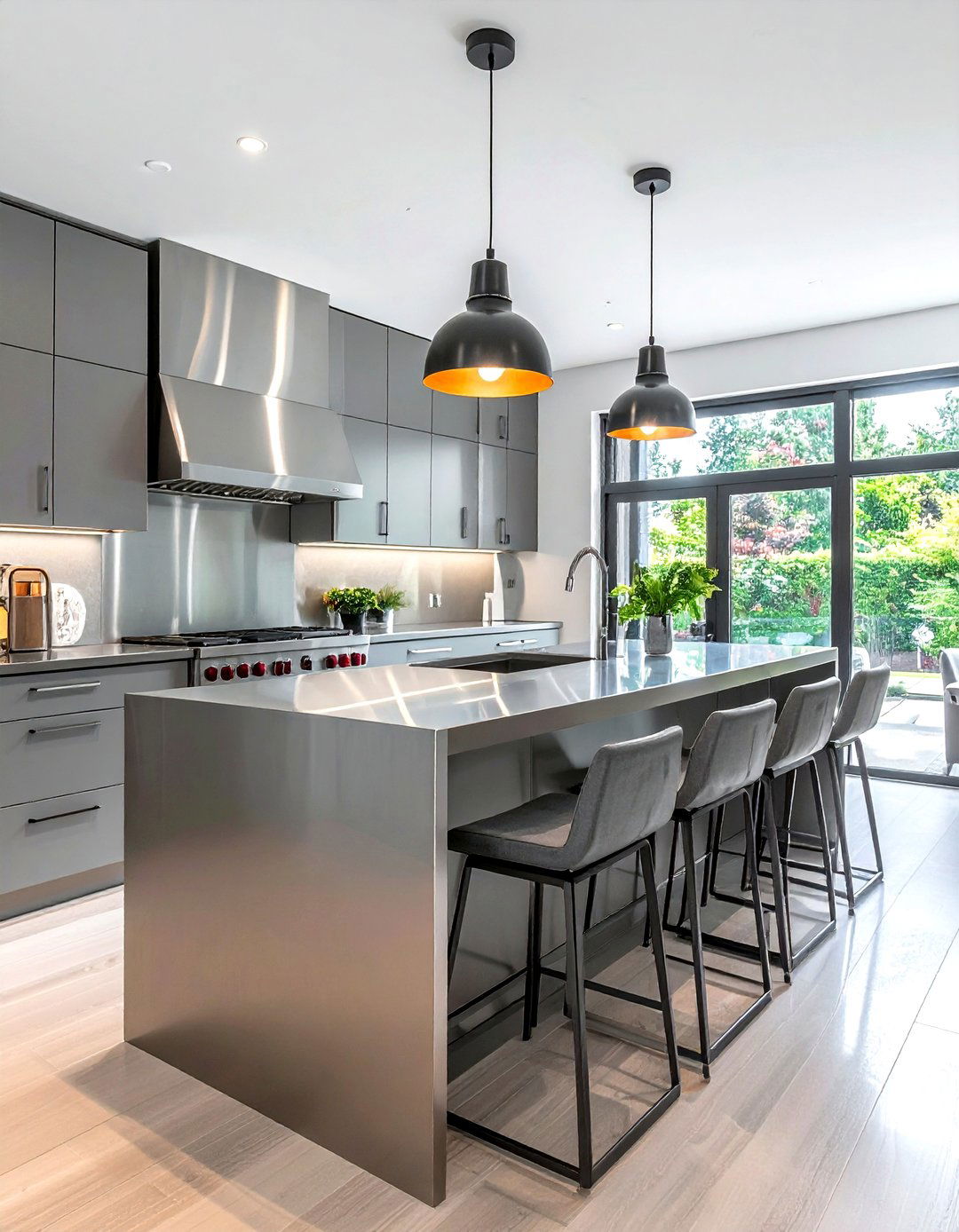 Stainless steel kitchen island - 30 stainless steel countertop kitchen ideas