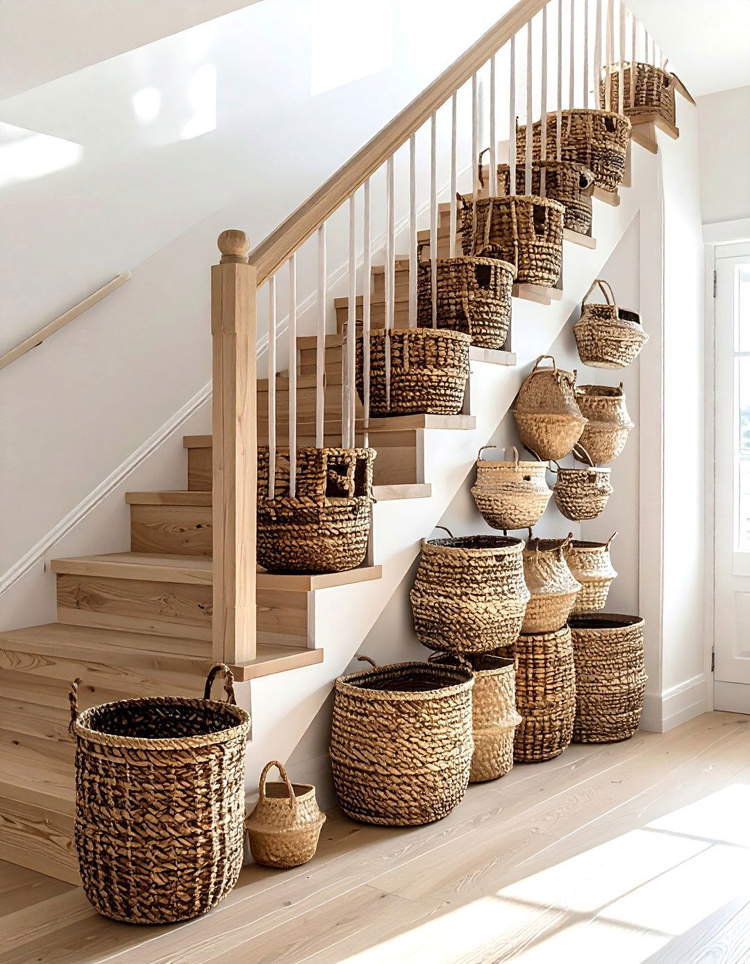 Staircase Basket Wall Layout - 30 basket wall decor ideas