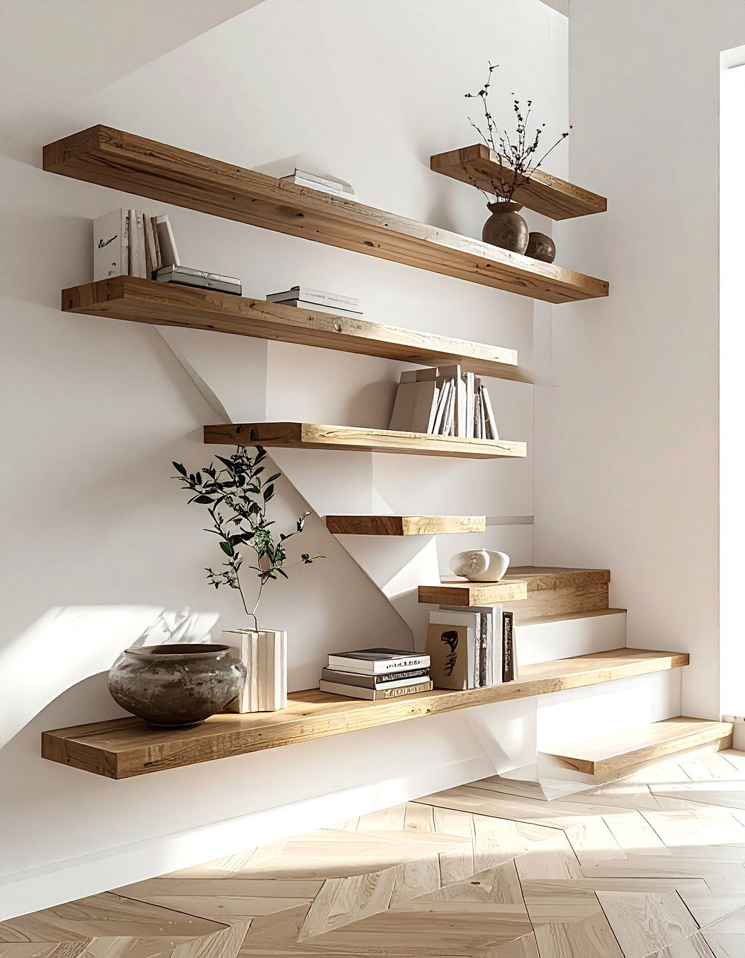 Staircase Wall Shelf - 30 wall shelf decor ideas