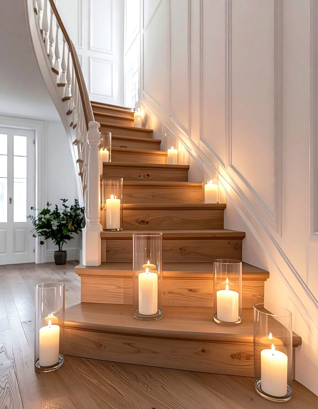 Staircase candle arrangement - 30 candle arrangement ideas