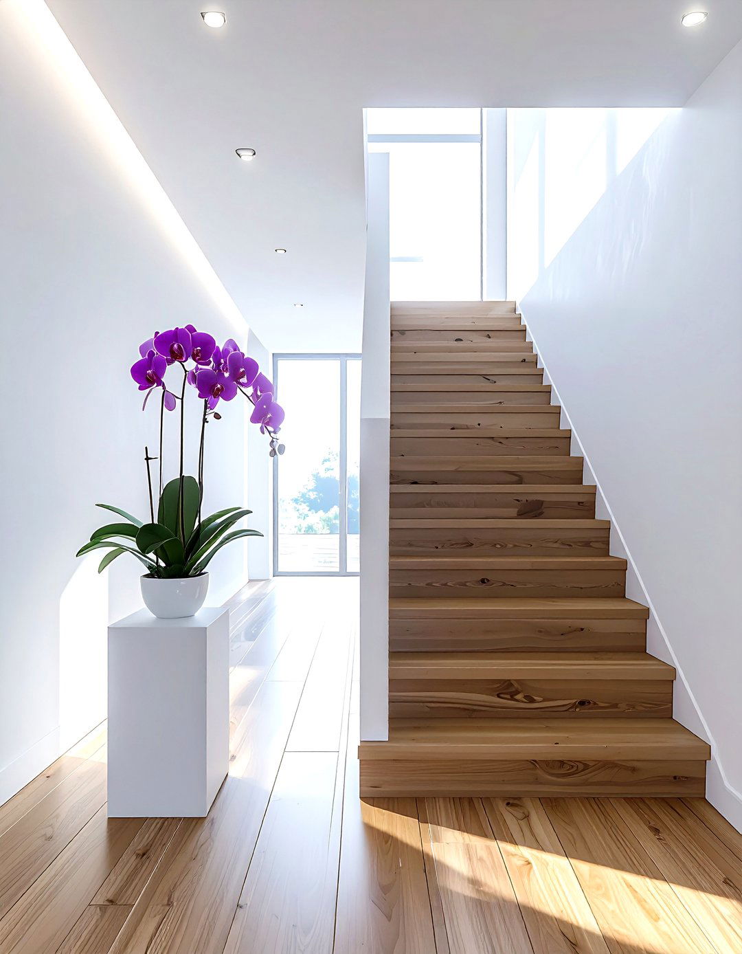 Staircase landing orchid - 30 orchid decor ideas