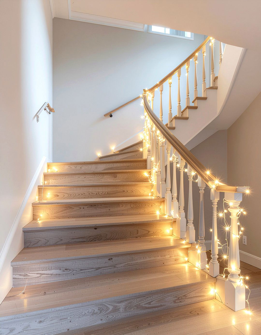 Staircase railing lights - 30 fairy light ideas