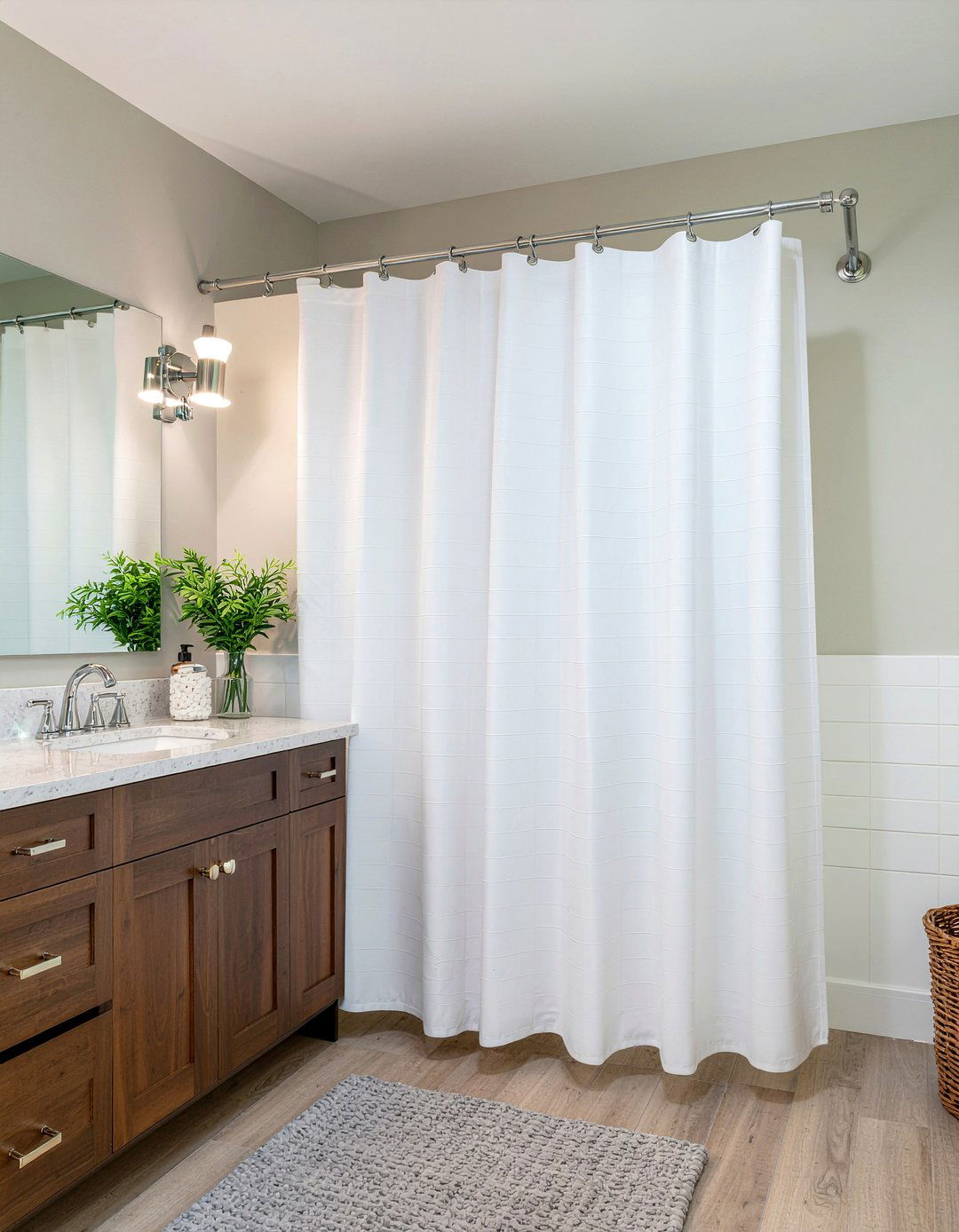 Standard Shower Curtain - 30 bathroom high-low mixing ideas