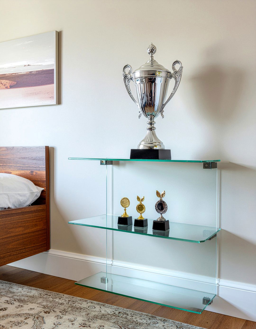 Stanley Cup trophy shelf - 30 hockey bedroom ideas