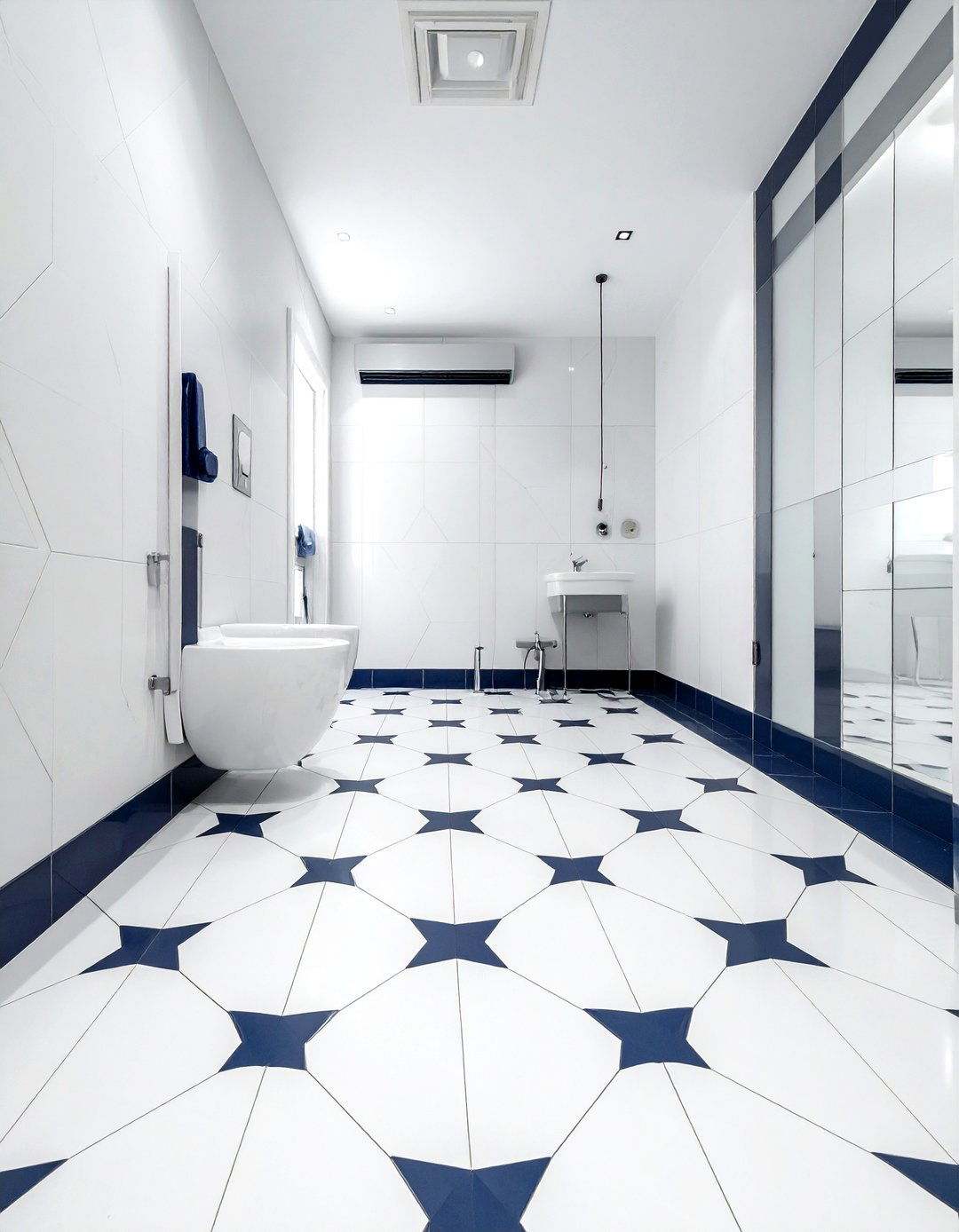 Star and cross pattern bathroom tile - 30 encaustic tile bathroom ideas
