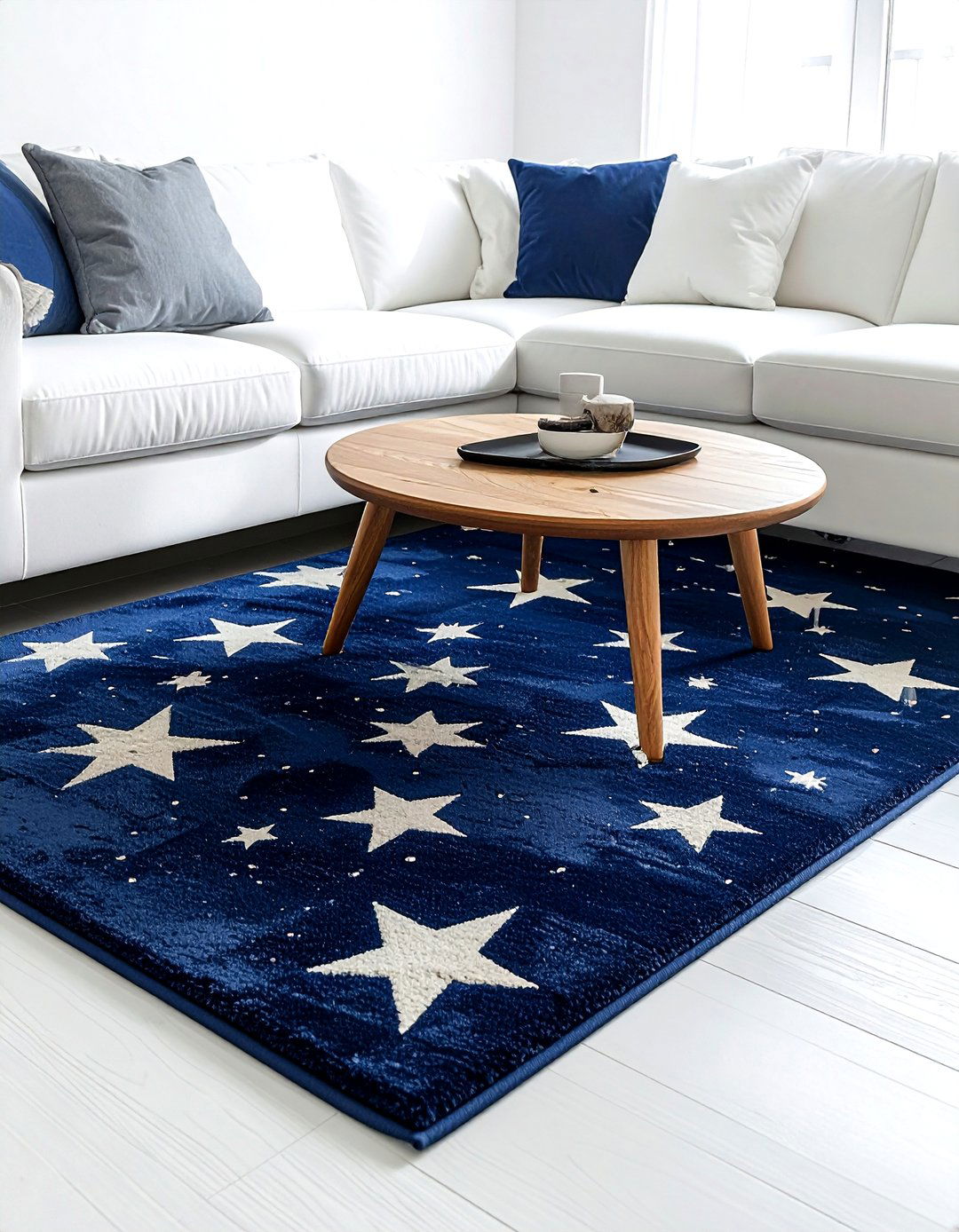 Star pattern area rug - 30 patriotic decor ideas