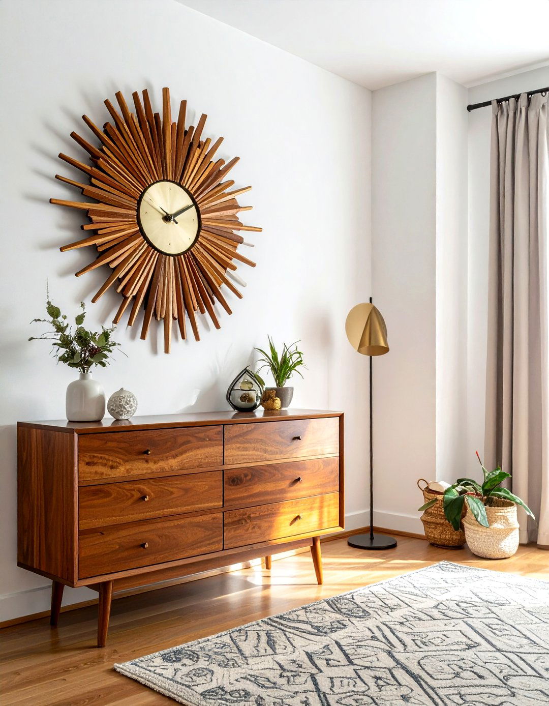 Starburst Wall Clock - 30 mid-century modern bedroom ideas