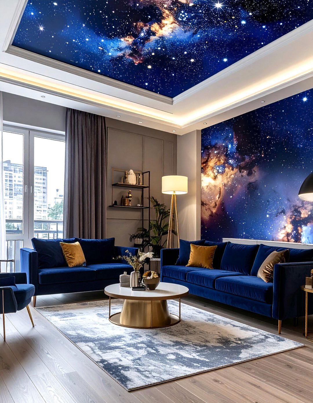 Starry sky ceiling wallpaper - 30 living room ceiling wallpapers