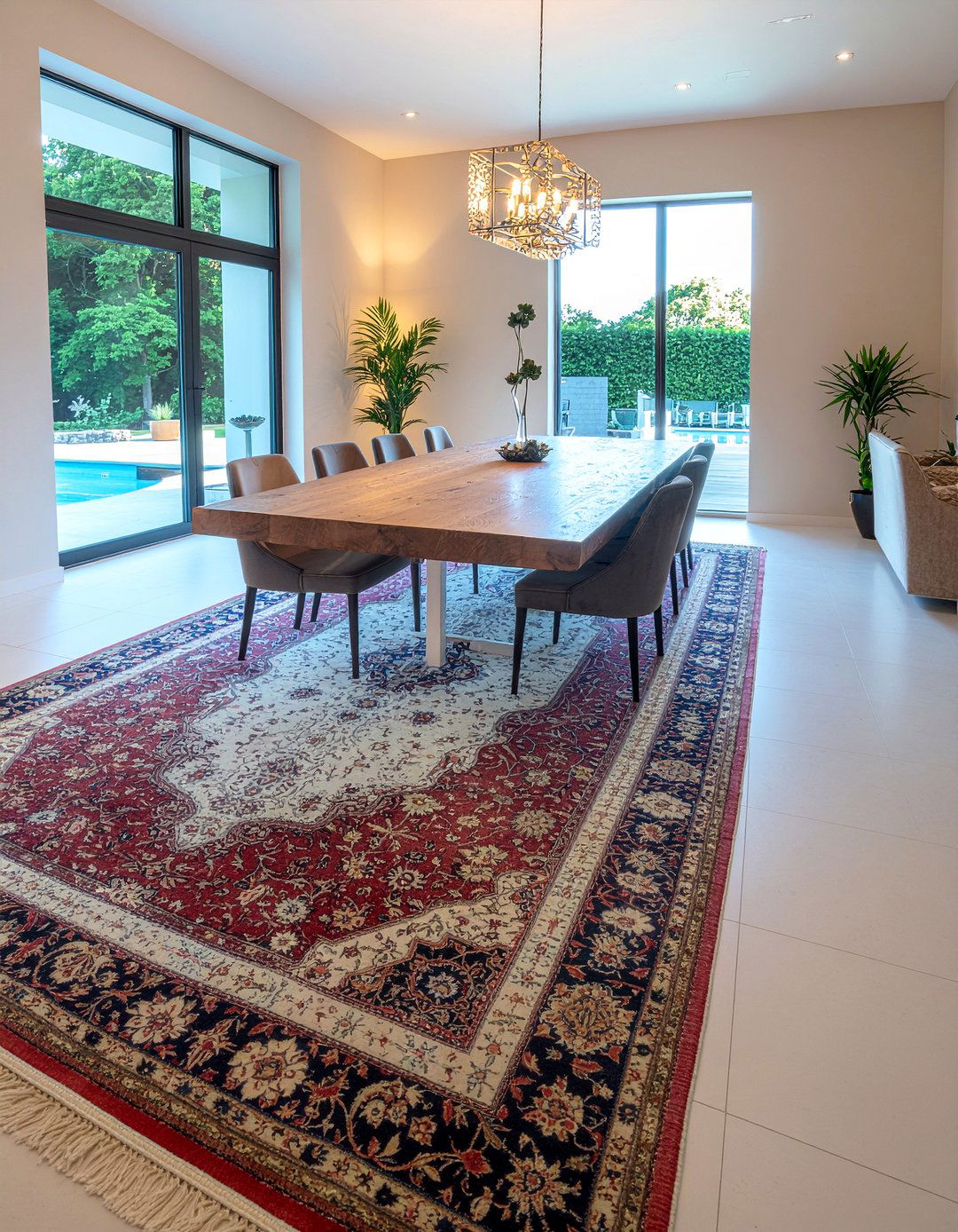 Statement Area Rug - 30 mansion dining room ideas