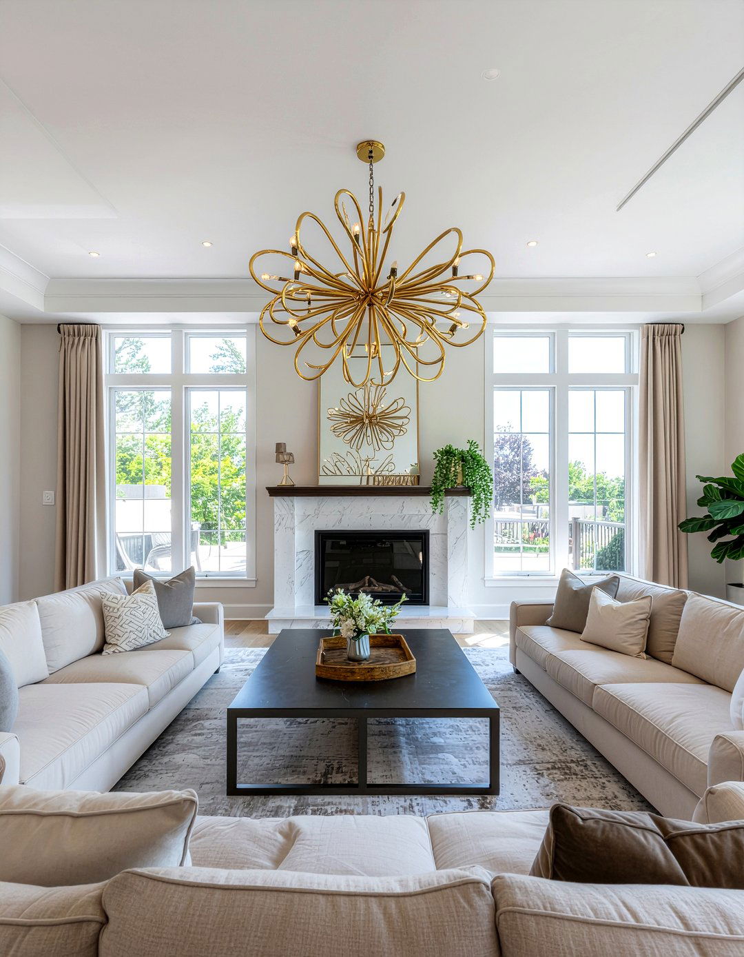 Statement Ceiling Light - 30 living room improvement ideas