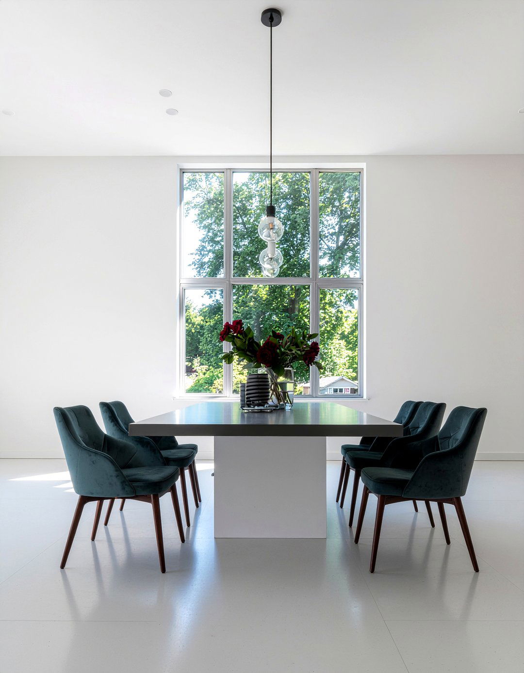 Statement Lighting Fixture Dining Room - 30 no rug dining room ideas