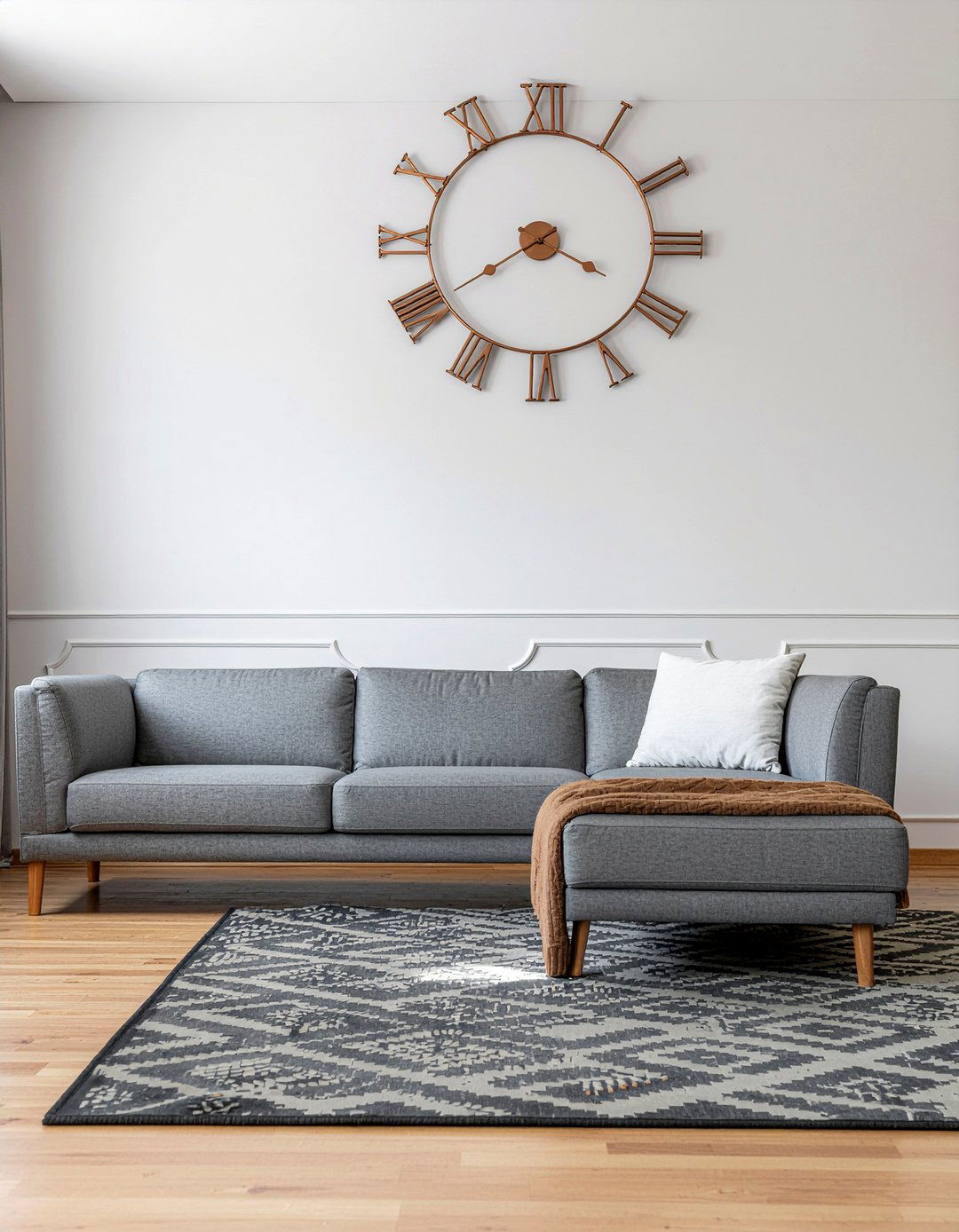 Statement Wall Bronze Clock Decor - 30 bronze accent living room ideas