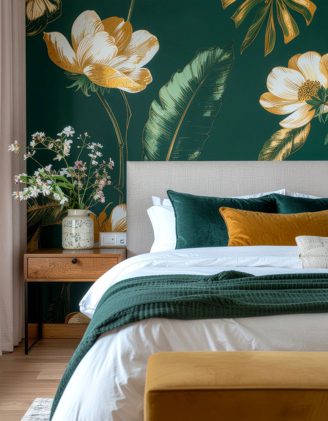 Statement Wallpaper Accent - 30 hotel bedroom ideas