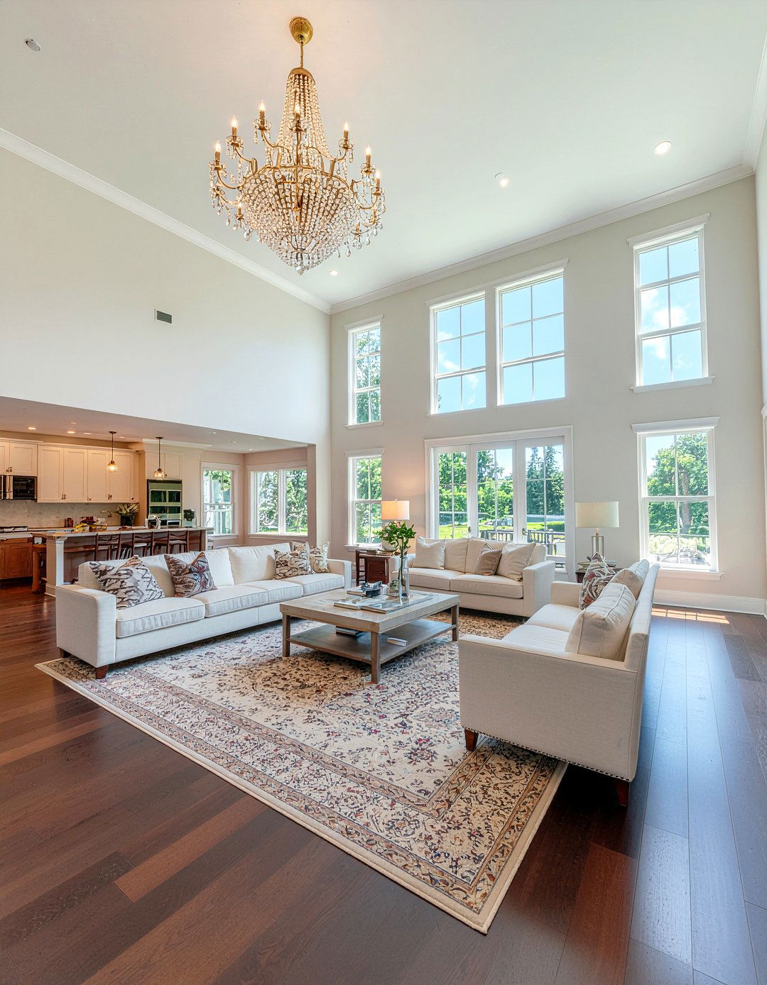 Statement chandelier living room - 30 mansion living room ideas