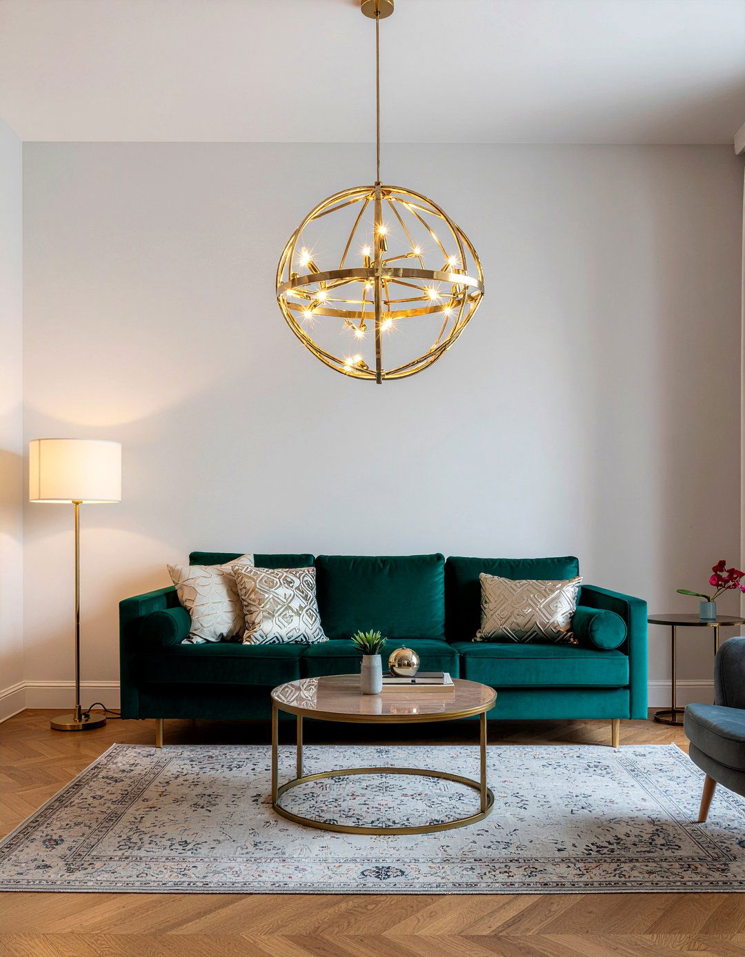 Statement light fixture - 30 new construction living room ideas