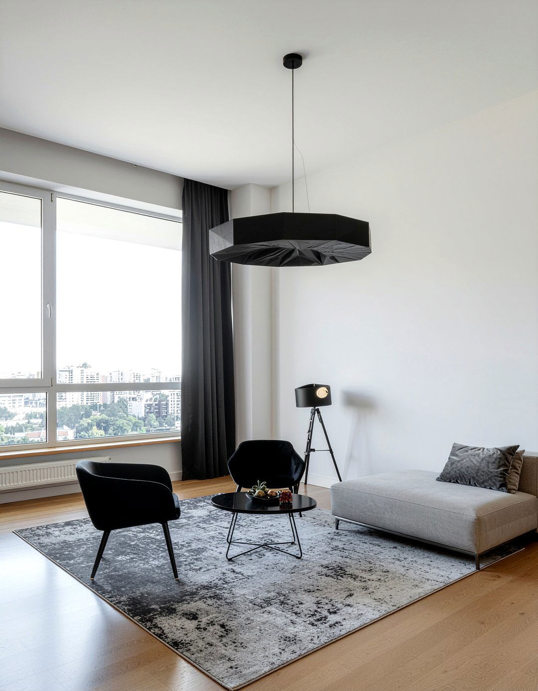 Statement lighting fixture - 30 minimalist living room ideas