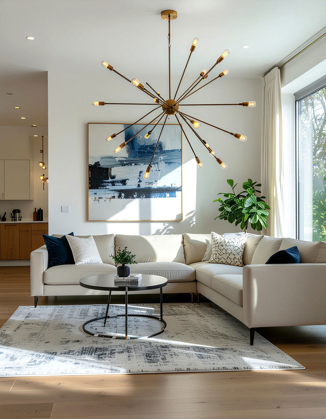 Statement lighting living room - 30 model home living room ideas