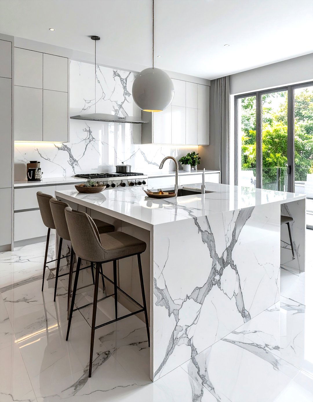 Statuario Marble Kitchen Island - 30 marble kitchen island ideas