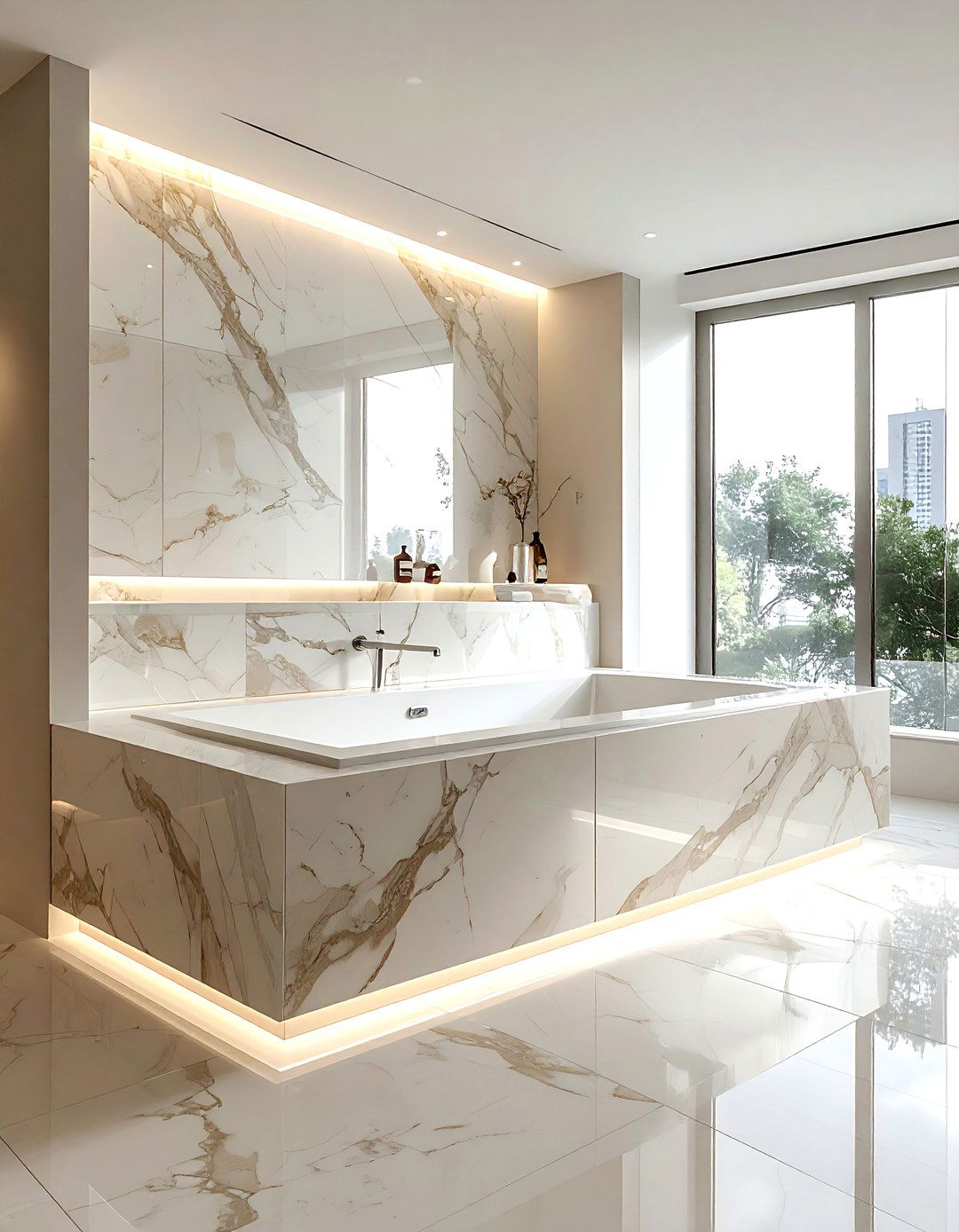 Statuario marble bathtub surround - 30 Statuario marble bathroom ideas