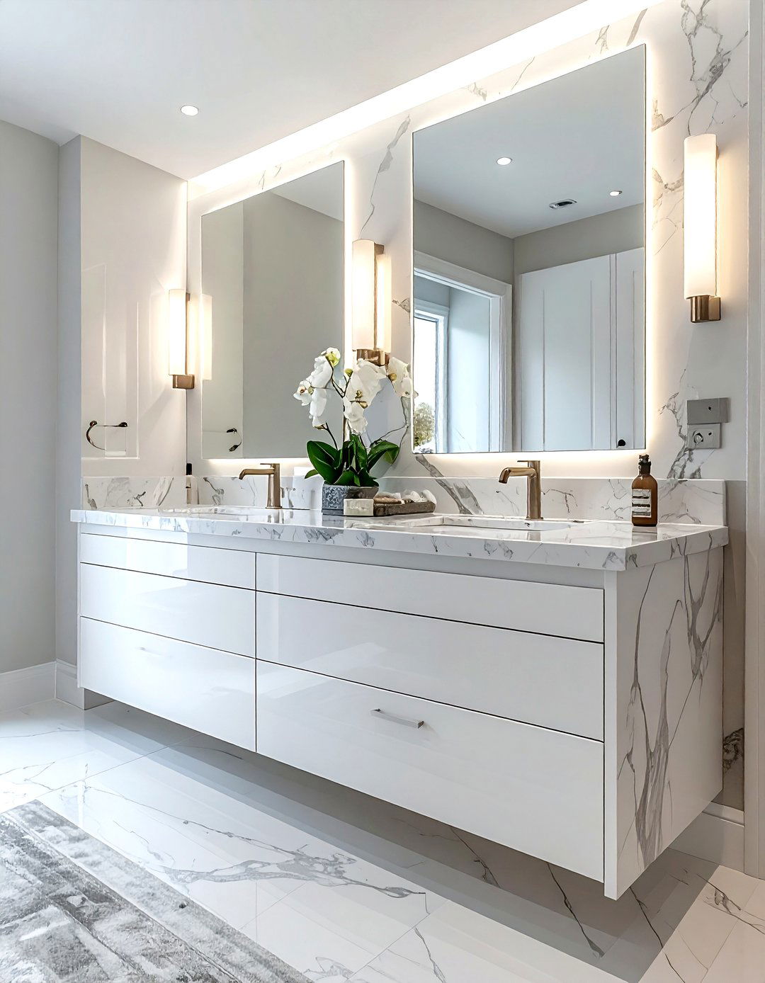 Statuario marble double vanity - 30 Statuario marble bathroom ideas