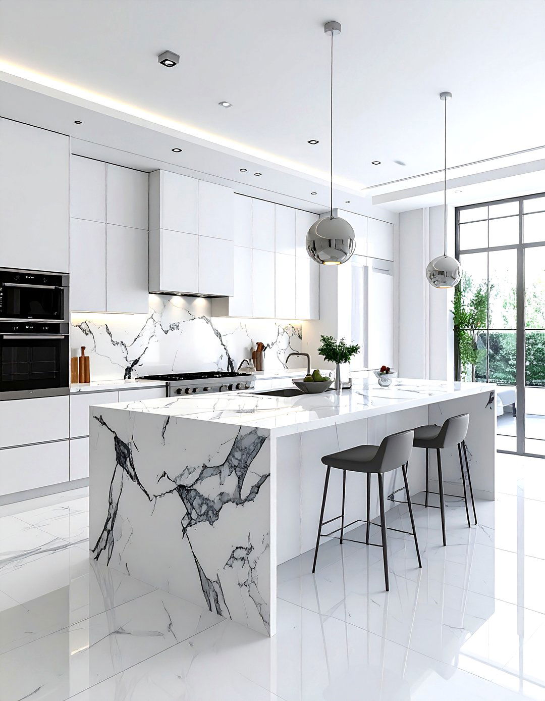 Statuario marble kitchen - 30 marble kitchen ideas