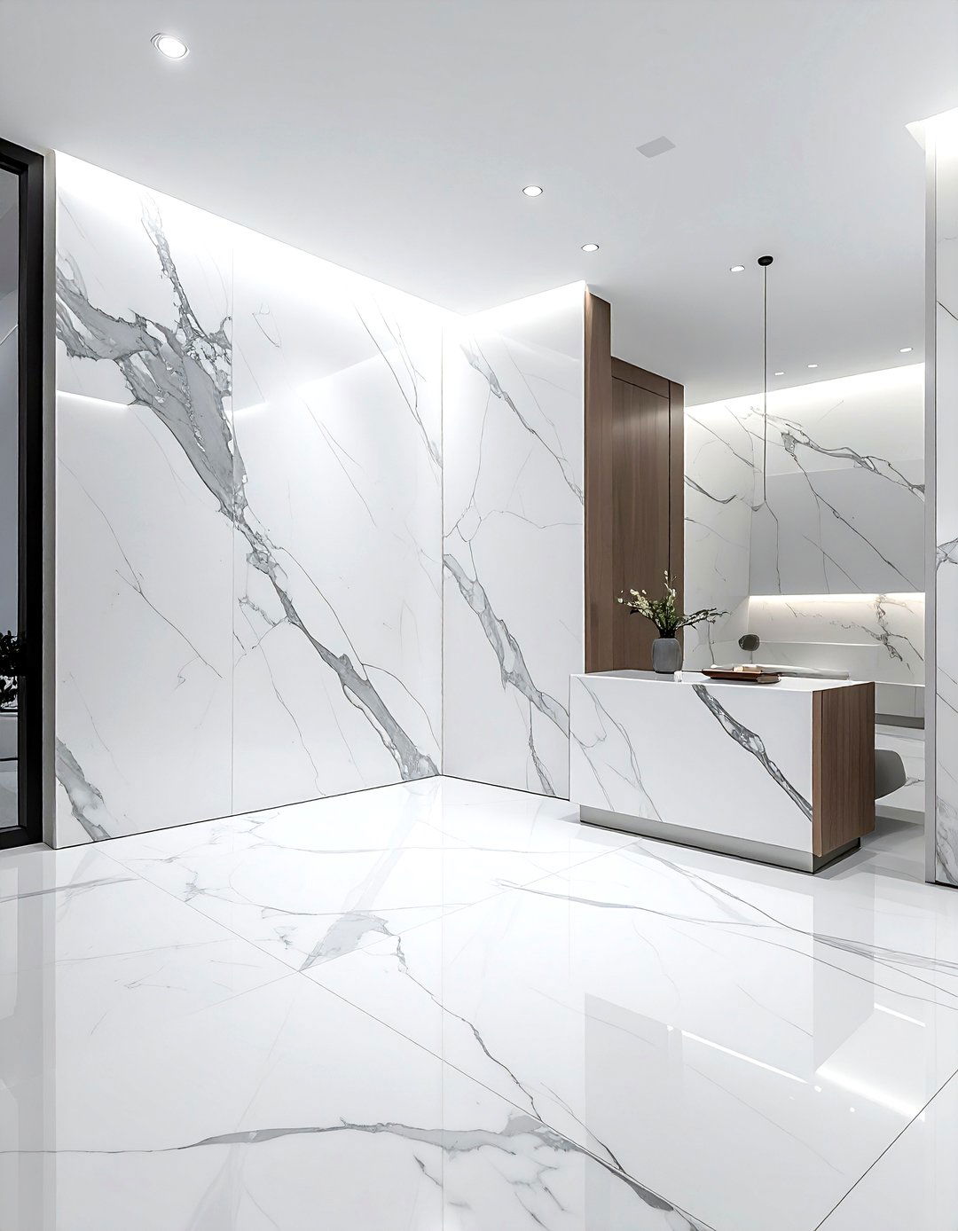 Statuario marble slab walls - 30 Statuario marble bathroom ideas