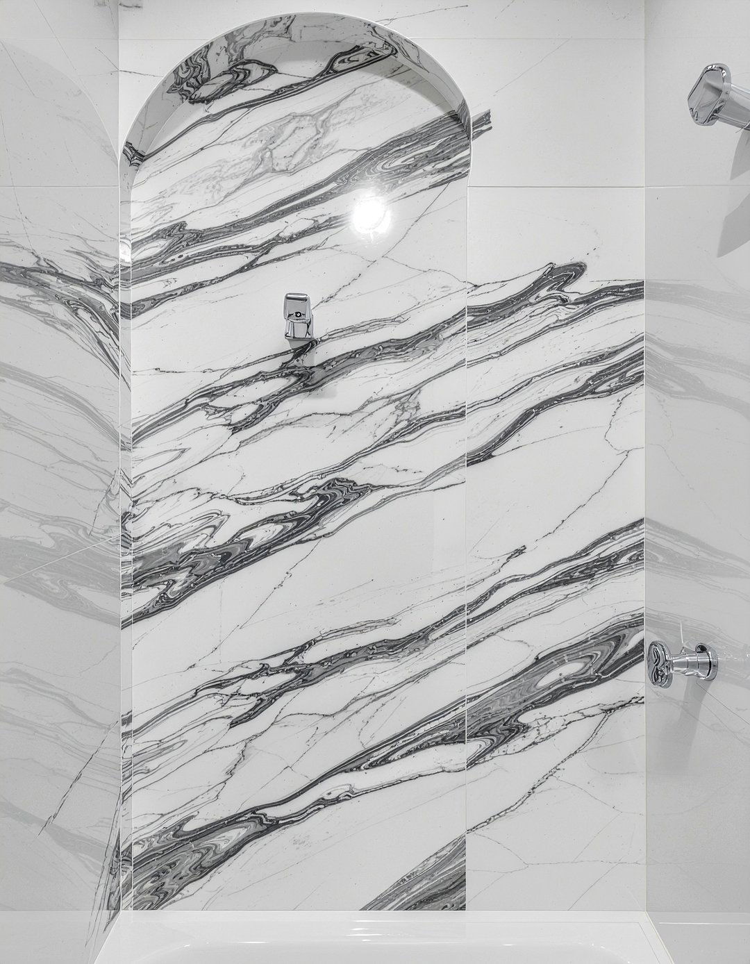 Statuary Marble Hexagon Shower Niche - 30 marble hexagon tile bathroom ideas