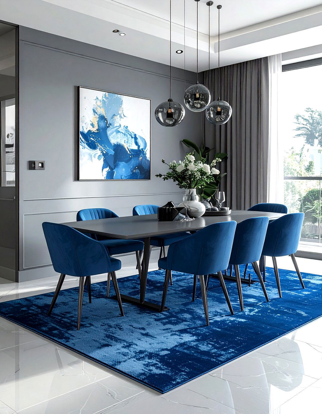 Steel Blue And Dove Gray Dining Room - 30 blue and gray dining room ideas
