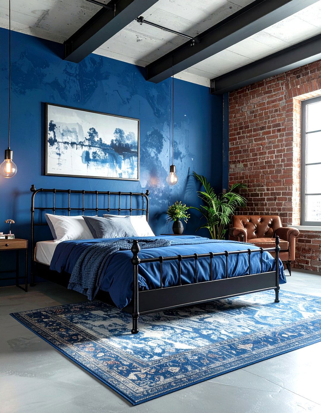 Steel Blue Industrial Bedroom - 30 cool blue bedroom ideas
