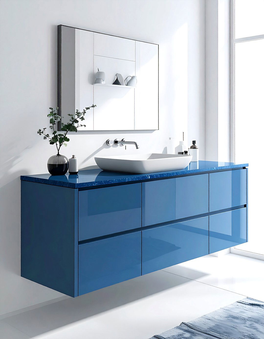 Steel Blue Vanity Top - 30 blue bathroom decor ideas