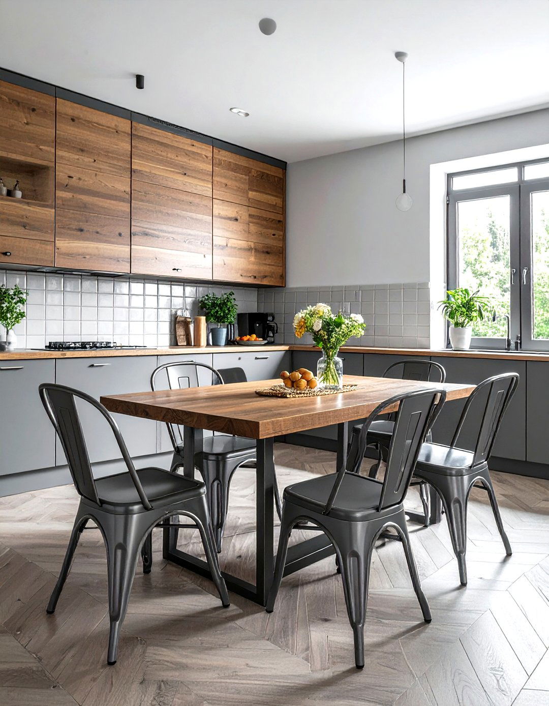 Steel Gray Metal Chairs - 30 gray dining room furniture ideas