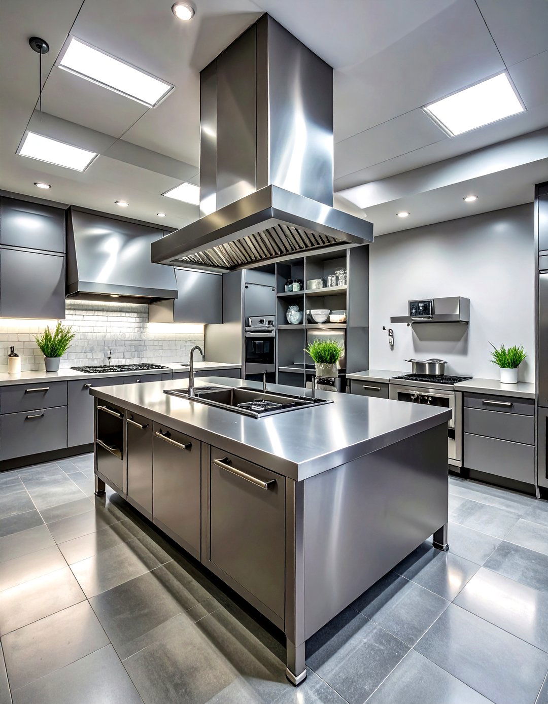 Steel Gray Professional Kitchen - 30 gray kitchen design ideas