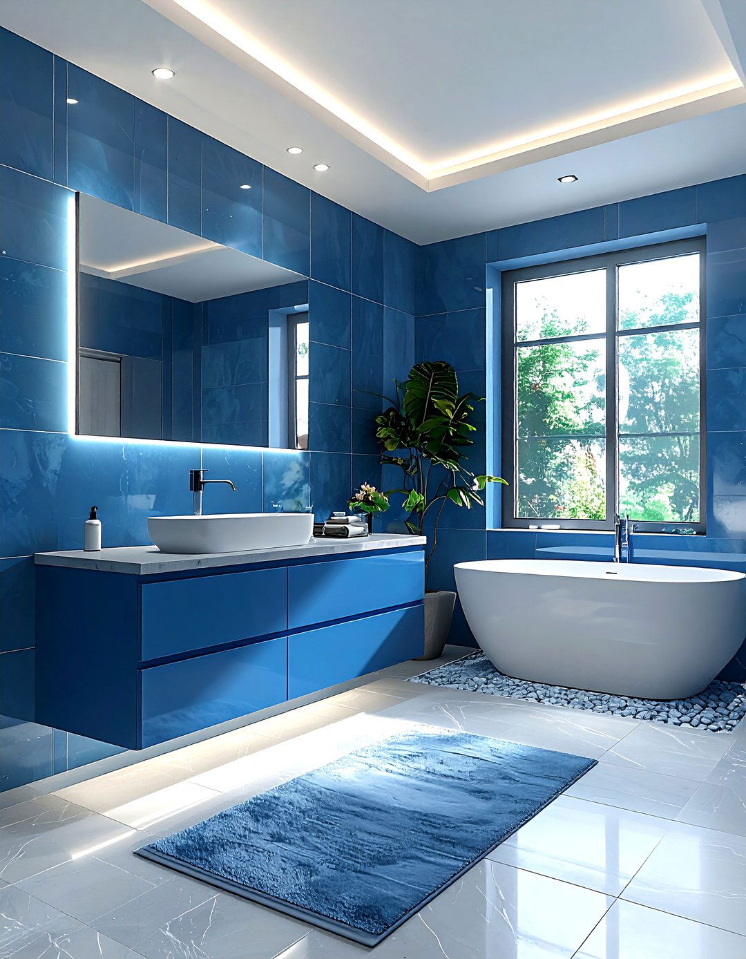 Steel blue bathroom - 30 blue bathroom design ideas