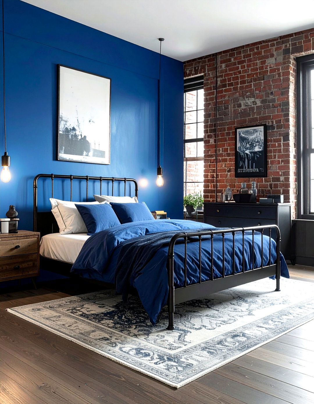 Steel blue industrial bedroom - 30 modern blue bedroom ideas