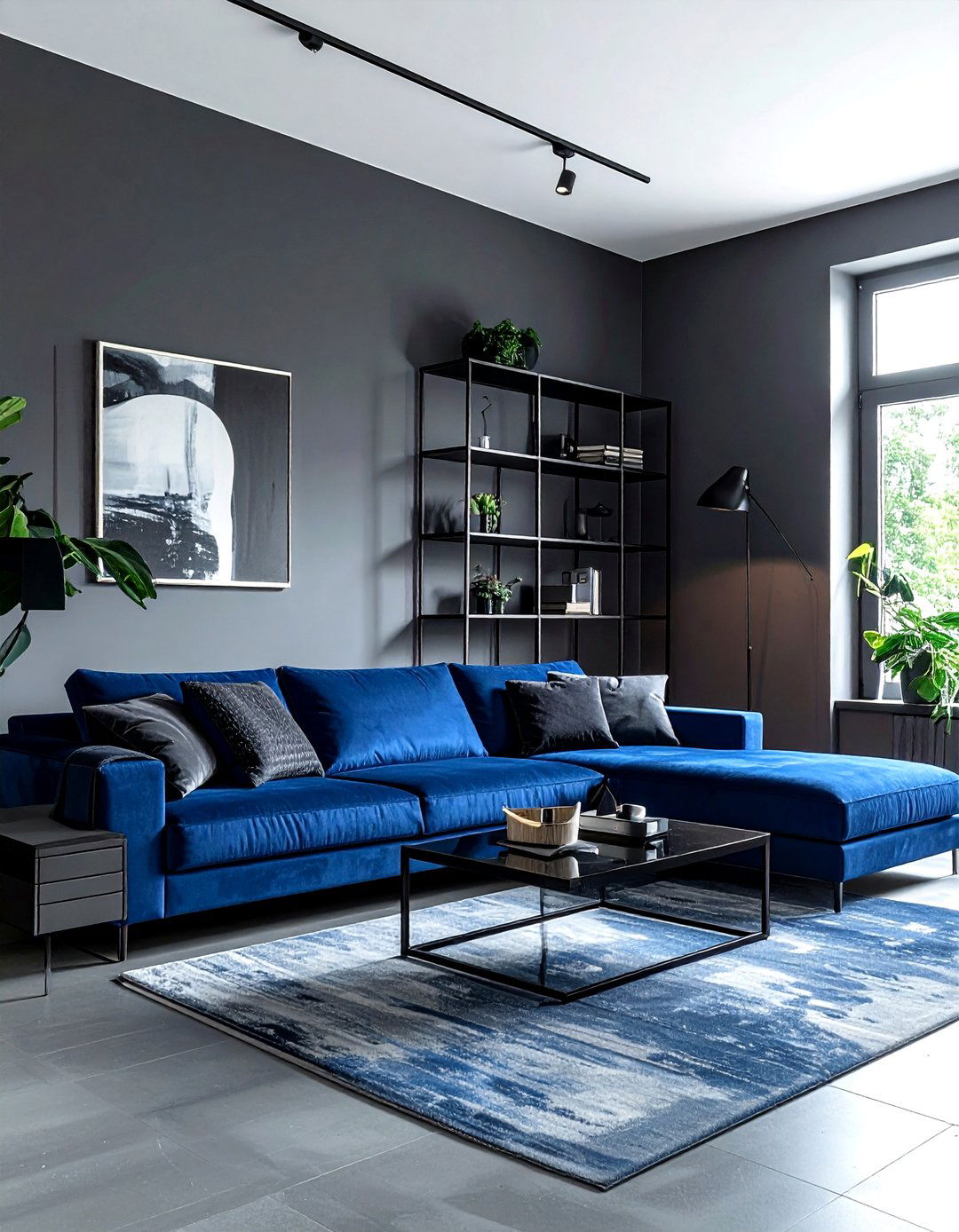 Steel blue living room vibe - 30 minimalist blue living room ideas