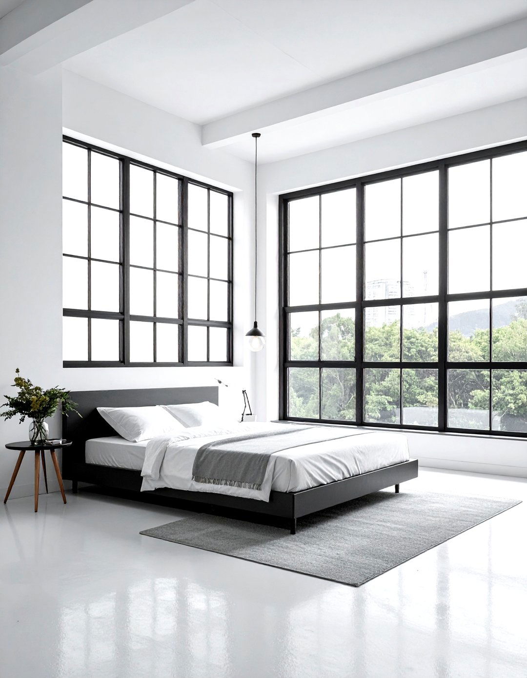 Steel window white bedroom - 30 industrial white bedroom ideas