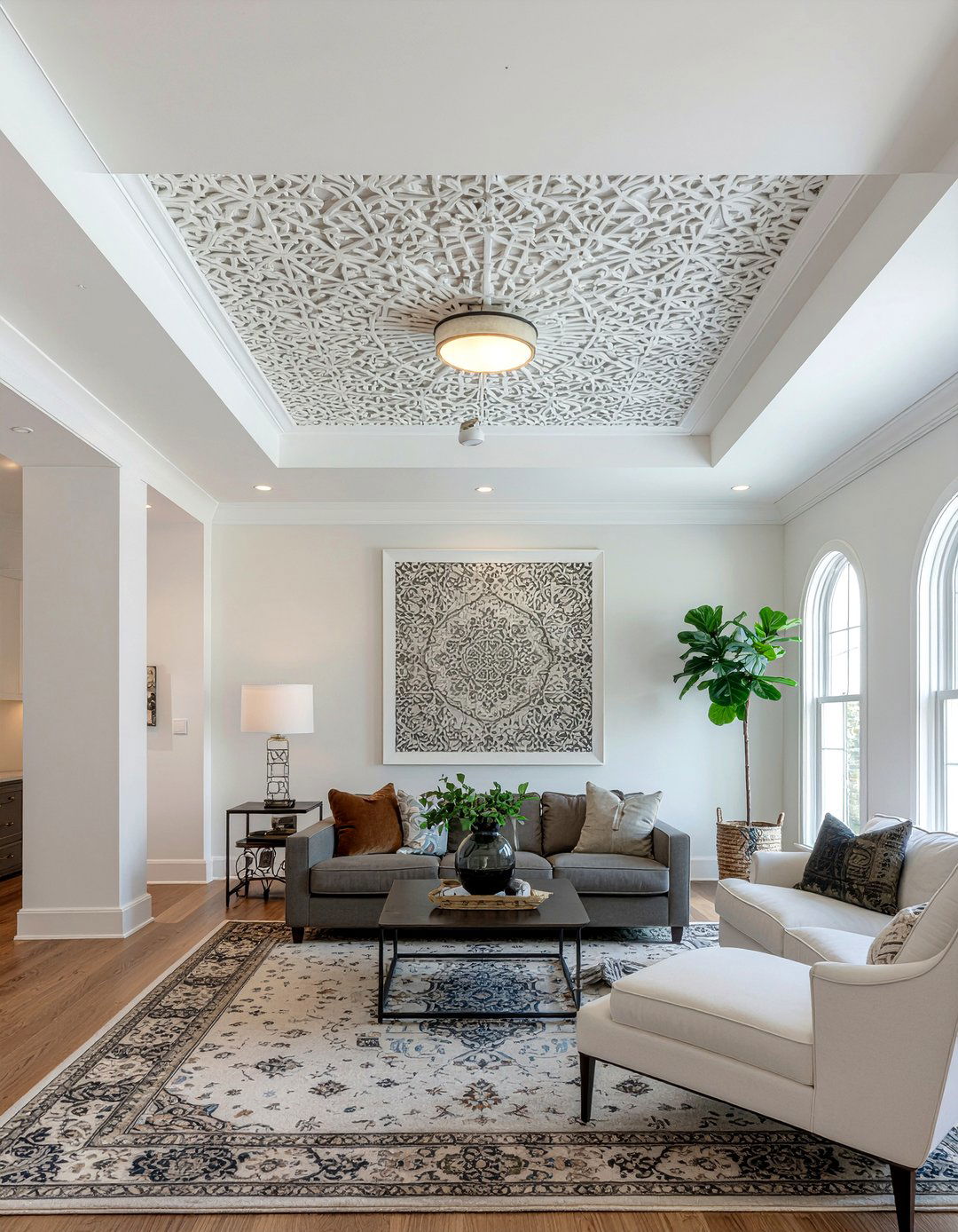 Stencil ceiling - 30 living room statement ceiling ideas
