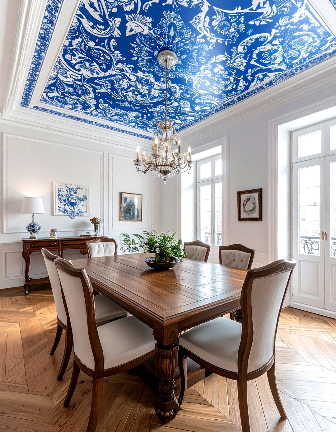 Stenciled Dining Room Ceiling - 30 dining room ceiling ideas