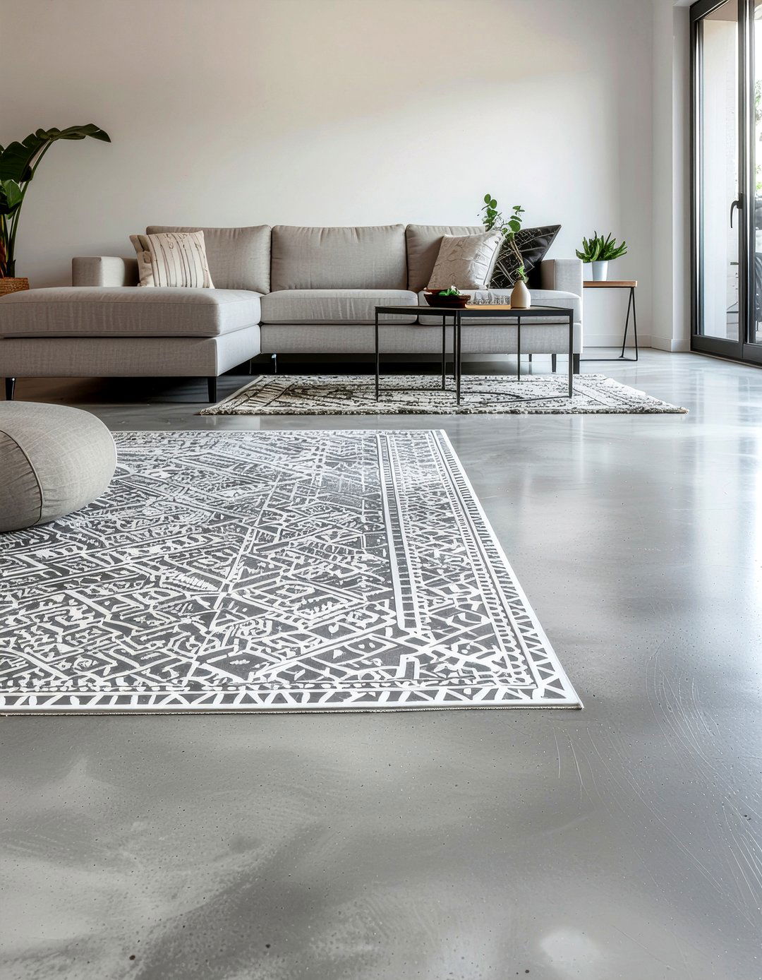 Stenciled Floor Pattern - 30 DIY living room decor ideas