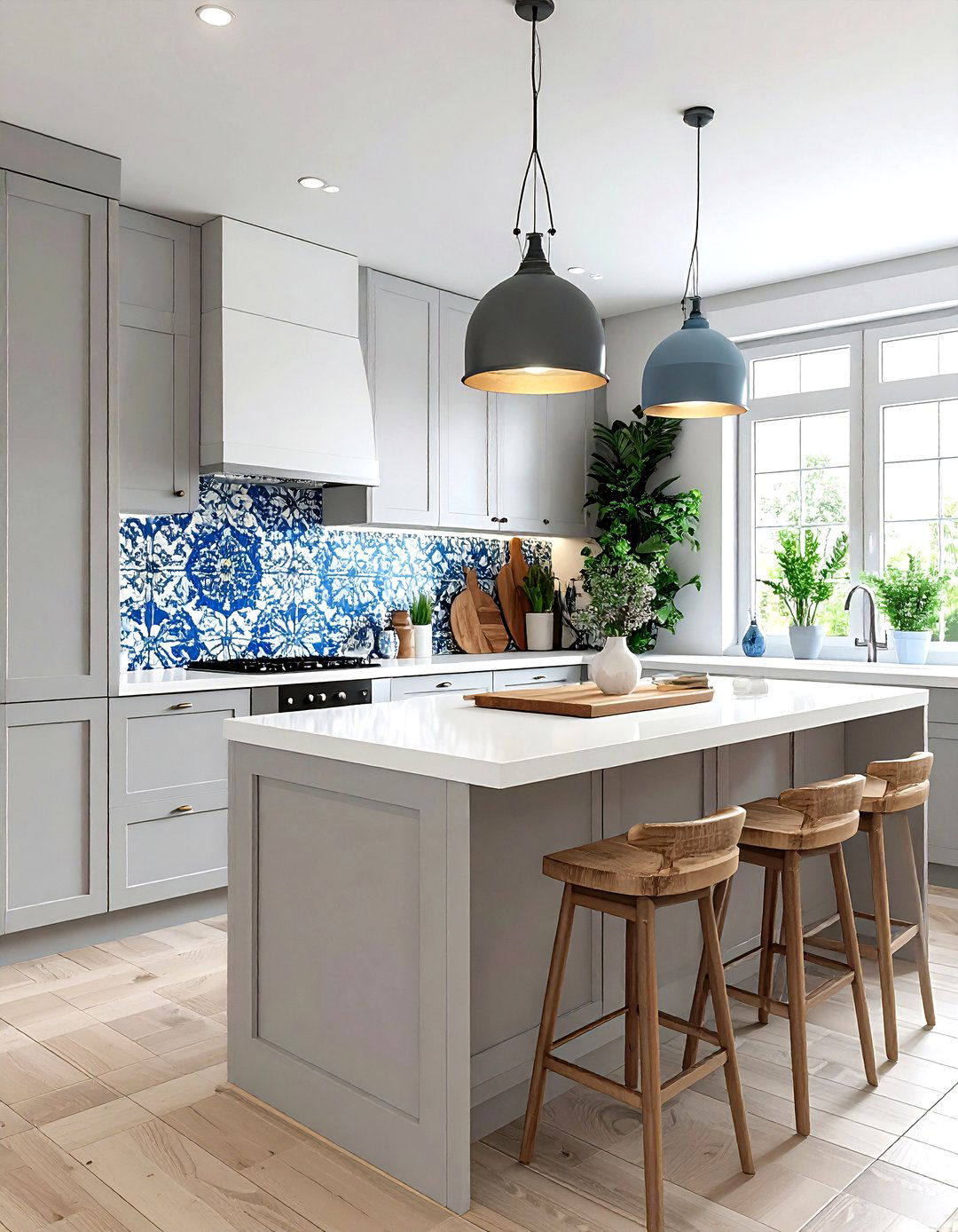 Stenciled Tile Backsplash - 30 DIY kitchen backsplash ideas