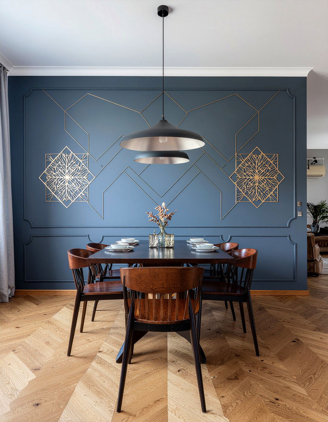 Stenciled Wall - 30 dining room accent wall ideas